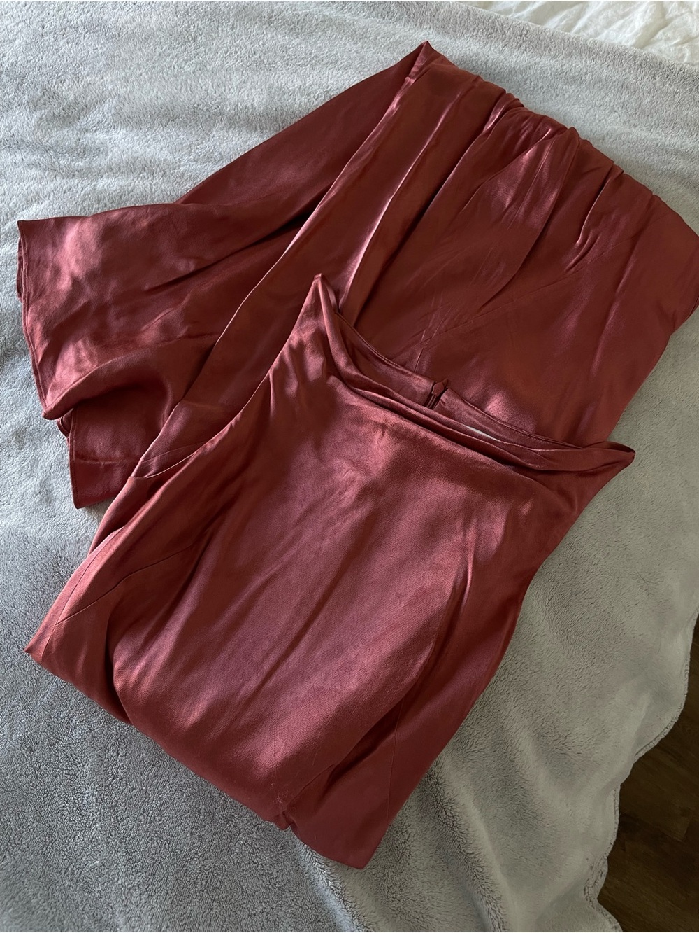 Shona Joy La Lune High Neck Cowl Satin Maxi Dress in Terracotta